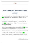 Econ 2100 Exam 2 Questions and Correct  Answers 