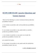 ECON 2100 EXAM 1 practice Questions and  Correct Answers