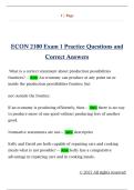 ECON 2100 Exam 1 Practice Questions and  Correct Answers 