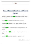 Econ 2100 exam 1 Questions and Correct  Answers 