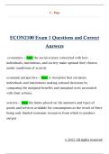 ECON 2100 Exam 1 Questions and Correct  Answers