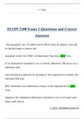 ECON 2100 Exam 2 Questions and Correct  Answers