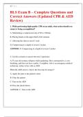 BLS Exam B &ndash; Complete Questions and Correct Answers &lpar;Updated CPR & AED Review&rpar;&period;