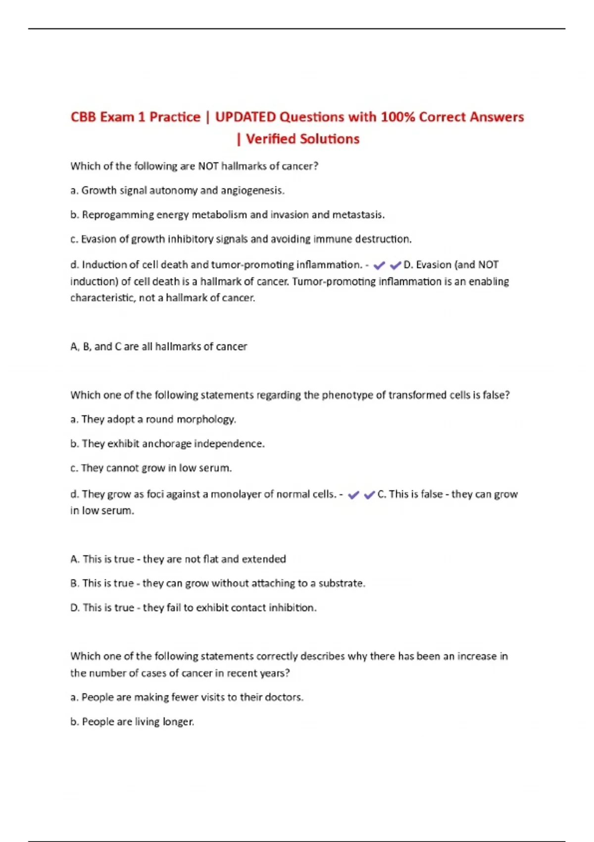CBB Exam 1 Practice | UPDATED Questions with 100% Correct Answers ...