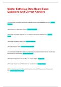Master Esthetics State Board Exam Questions And Correct Answers &vert;&vert; 100&percnt; Pass