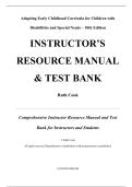 Instructor&rsquo;s Resource Manual & Test Bank for Adapting Early Childhood Curricula for Children with Disabilities and Special Needs &lpar;10th Edition&rpar; by Ruth Cook