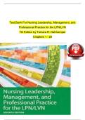 Test Bank For Nursing Leadership&comma; Management&comma; and Professional Practice for the LPN&sol;LVN&comma; 7th Edition by Tamara R&period; Dahlkemper&comma; All Chapters 1-21 LATEST 2025 ANSWERSHEET GRADED A &plus; VERIFIED QUESTIONS AND VERIFIED ANSWERS