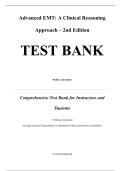 Advanced EMT A Clinical Reasoning Approach 2nd Edition by Melissa Alexander Test Bank&comma; Questions and Answers - All Chapters