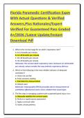 Florida Paramedic Certification Exam With Actual Questions & Verified Answers&comma;Plus Rationales&sol;Expert Verified For Guaranteed Pass Graded A&plus;&sol;2026 &sol;Latest Update&sol;Instant Download Pdf