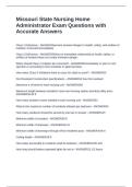 Missouri State Nursing Home Administrator Exam Questions with Accurate Answers