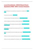 Local Anesthesia -CDCA Board Exam Questions With 100&percnt; Correct Answers &vert;&vert; Verified Exam