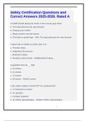Safety Certification Questions and Correct Answers 2025-2026&period; Rated A