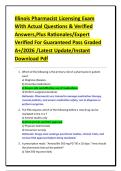 Illinois Pharmacist Licensing Exam With Actual Questions & Verified Answers&comma;Plus Rationales&sol;Expert Verified For Guaranteed Pass Graded A&plus;&sol;2026 &sol;Latest Update&sol;Instant Download Pdf