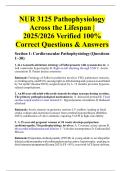 NUR 3125 Pathophysiology Across the Lifespan &vert; 2025&sol;2026 Verified 100&percnt; Correct Questions & Answers