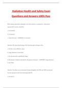 Radiation Health and Safety Exam Questions and Answers 100&percnt; Pass