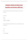 Radiation Health and Safety Exam Questions and Answers 100&percnt; Pass