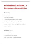 Hearing Aid Specialist Test Chapters 1 -6 Exam Questions and Answers 100&percnt; Pass