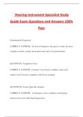 Hearing Instrument Specialist Study Guide Exam Questions and Answers 100&percnt; Pass