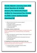 Florida Adjuster Licensing Exam With Actual Questions & Verified Answers&comma;Plus Rationales&sol;Expert Verified For Guaranteed Pass Graded A&plus;&sol;2026 &sol;Latest Update&sol;Instant Download Pdf