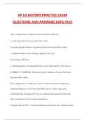AP US HISTORY PRACTICE EXAM QUESTIONS AND ANSWERS 100&percnt; PASS