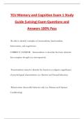 TCU Memory and Cognition Exam 1 Study Guide &lpar;Leising&rpar; Exam Questions and Answers 100&percnt; Pass