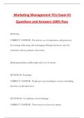 Marketing Management TCU Exam &num;1 Questions and Answers 100&percnt; Pass