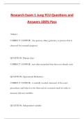 Research Exam 1 Jung TCU Questions and Answers 100&percnt; Pass