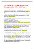 ATI Critical Care Dosage Calculations Exam Questions With 100&percnt; Pass  
