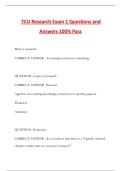 TCU Research Exam 1 Questions and Answers 100&percnt; Pass