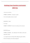 Audiology Exam Questions and Answers 100&percnt; Pass