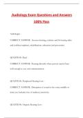 Audiology Exam Questions and Answers 100&percnt; Pass