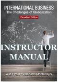 Instructor Manual for International Business the Challenges of Globalization &lpar;1st Canadian Edition&rpar; John J&period; Wild&comma; Kenneth L&period; Wild&comma; Halia M&period; Valladares Montemayor&sol; Instructor Manual For Business A Changing World 8CE O&period; C&period; Ferrell&comma; Geoffrey A&period; Hirt&comma; Linda F