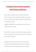 CT Adjuster Exam Practice Questions WITH Answers 100&percnt; Pass