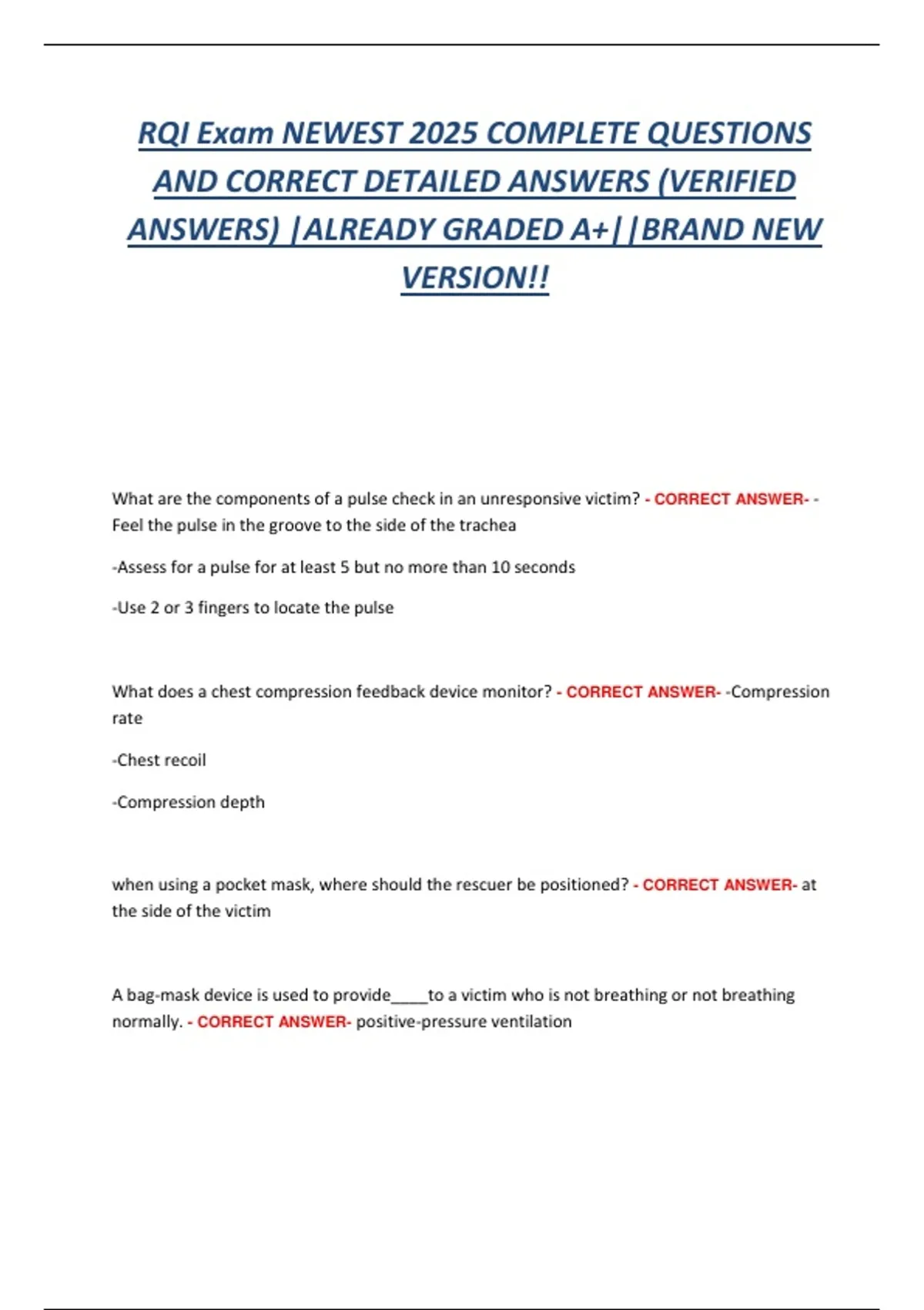 RQI – Resuscitation Quality Improvement Certification Exam - American ...