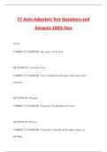 CT Auto Adjusters Test Questions and Answers 100&percnt; Pass