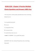 ECON 1220 - Chapter 3 Practice Multiple Choice Questions and Answers 100&percnt; Pass