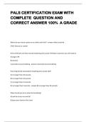 PALS CERTIFICATION EXAM WITH  COMPLETE  QUESTION AND  CORRECT ANSWER 100&percnt;  A GRADE 