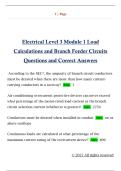 Electrical Level 3 Module 1 Load  Calculations and Branch Feeder Circuits  Questions and Correct Answers