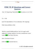 FDIC TE JF Questions and Correct  Answers