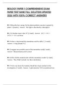 BIOLOGY PAPER 1 COMPREHENSIVE EXAM PAPER TEST BANK FULL SOLUTION UPDATED 2026 WITH 100&percnt; CORRECT ANSWERS