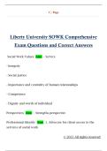 Liberty University SOWK Comprehensive  Exam Questions and Correct Answers 