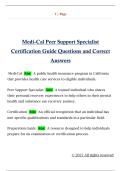 Medi-Cal Peer Support Specialist  Certification Guide Questions and Correct  Answers