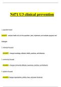 N471 U3 clinical prevention Exam Questions and Verified Answers 100&percnt; Pass