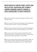 BIOTECHNOLOGY REPORT SHEET LATEST 2026 WITH ACTUAL QUESTIONS AND CORRECT VERIFIED ANSWERS ALREADY GRADED A&plus; 100&percnt; GUARANTEED TO PASS CONCEPTS
