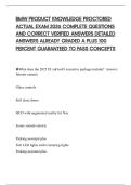 BMW PRODUCT KNOWLEDGE PROCTORED ACTUAL EXAM 2026 COMPLETE QUESTIONS AND CORRECT VERIFIED ANSWERS DETAILED ANSWERS ALREADY GRADED A PLUS 100 PERCENT GUARANTEED TO PASS CONCEPTS