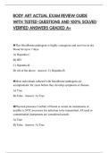 BODY ART ACTUAL EXAM REVIEW GUIDE WITH TESTED QUESTIONS AND 100&percnt; SOLVED VERIFIED ANSWERS GRADED A&plus;