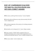 BODY ART COMPREHENSIVE EXAM PAPER TEST BANK FULL SOLUTION UPDATED 2026 WITH 100&percnt; CORRECT ANSWERS