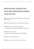BREATH ALCOHOL TECHNICIAN TEST STUDY GUIDE QUESTIONS AND ANSWERS LATEST 2024-2025