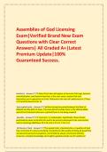   Assemblies of God Licensing Exam&vert;Verified Brand New Exam Questions with Clear Correct Answers&vert; All Graded A&plus;&vert;Latest Premium Update&vert;100&percnt; Guaranteed Success&period;