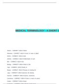MEDICAL TERMINOLOGY - A SHORT COURSE